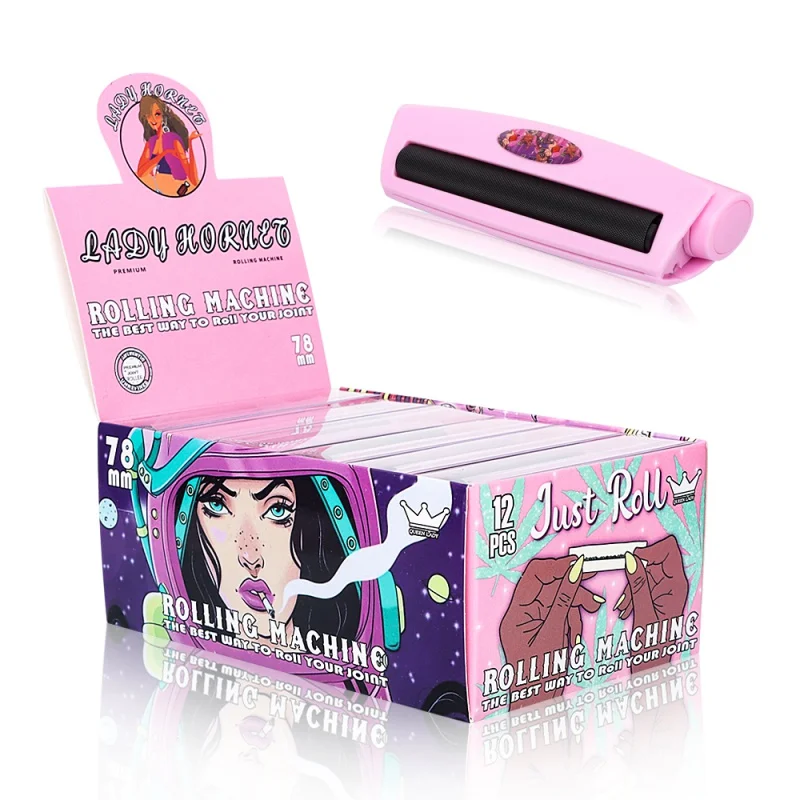 LADY HORNET-máquina de laminación de plástico rosa para mujer, fabricante de cigarrillos portátil, accesorios para hacer cigarrillos de mano, 12/1