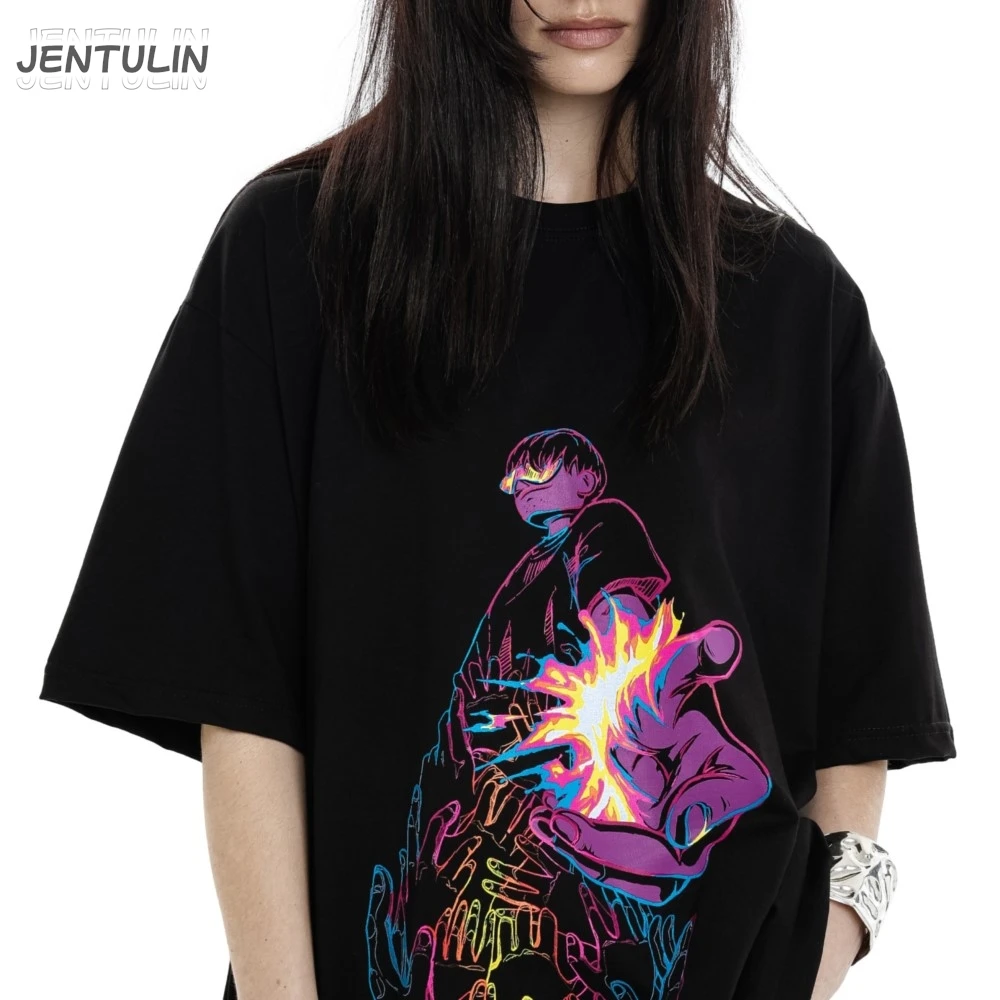 

Мужская футболка, уличная одежда с рисунком Iskra, большие принты в стиле хип-хоп, корейские топы с короткими рукавами Y2k, футболка, хлопковая одежда унисекс с графикой