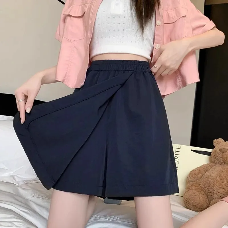 High Waist Loose Casual Wide Leg Pants Skirt for plus Size Women Summer New Sle Korean Version Commute ket Detail