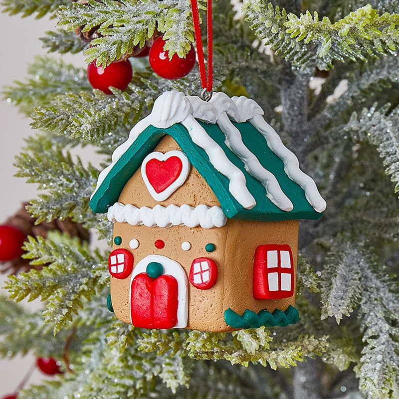 House Shape Christmas Decoration Cabin Bakers Pendants For Christmas Hangable Multifunctional Christmas Tree Ornaments