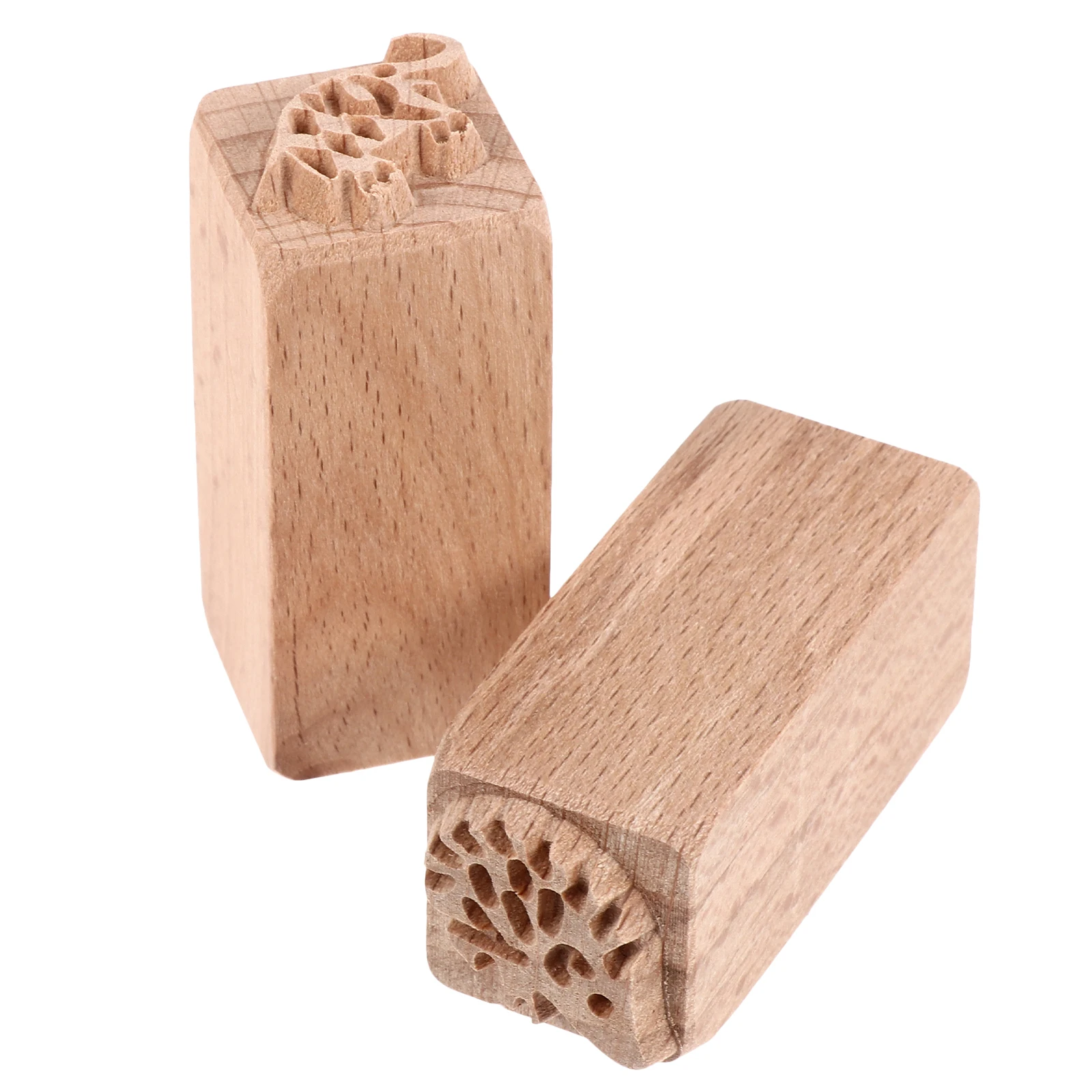 

2pcs Wooden Creative Pattern Durable Eco-Friendly Diy Stamp For Moon Cake Dim Sum Lightweight Carving Tool Kids Stamp Craft Tool