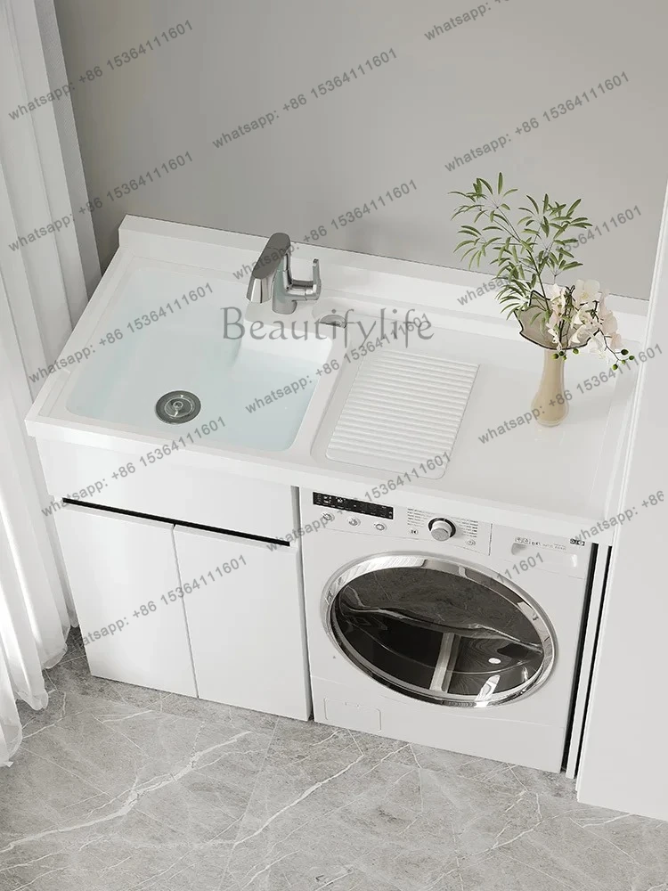 Honeycomb Aluminum Washing Machine Integrated Cabinet Balcony Laundry Sink with Washboard Companion Combination Cabinet