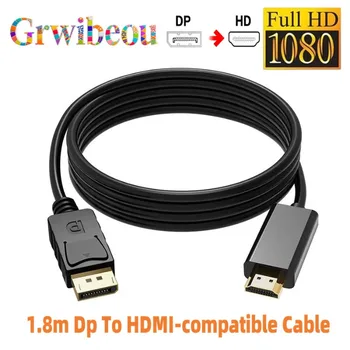 Dp To HDMI-compatible Cable 1.8m 1080 HD Adapter Cable Computer Monitor Cable Converts…