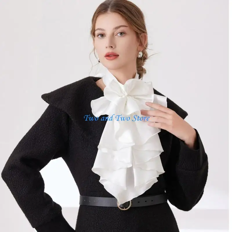 

HX6F Courtstyle Jabot Collar Neckpiece Women Formal Occasion Sweater Dress Neckwear