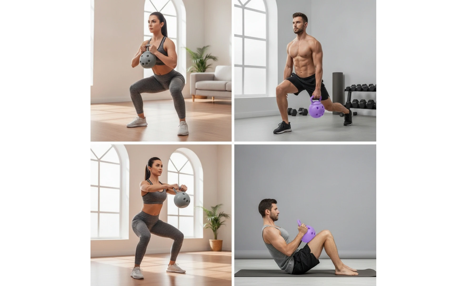Multi-Handhold Kettlebell Hollow Kettlebell with Grip Openings Training Weight Comfortable Odorless for Fitness Enthusiasts