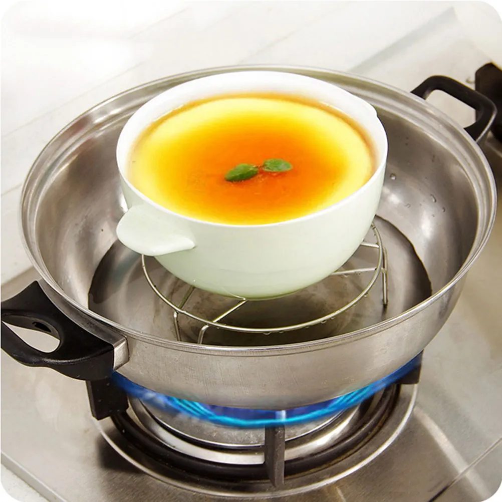 Round Three Legs Stainless Steel Steamer Rack Stand Cooker Steam Rack Kitchen Cooking Food Steaming Baking Roasting
