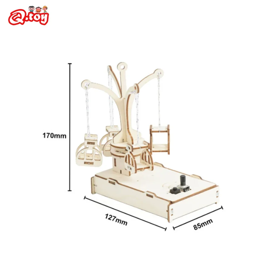 Science Toy Experiment Kits Wooden Revolving Chair Building Set Rotating flying chair for Kids Teens Ages 8 9 10 11 12 Years Old