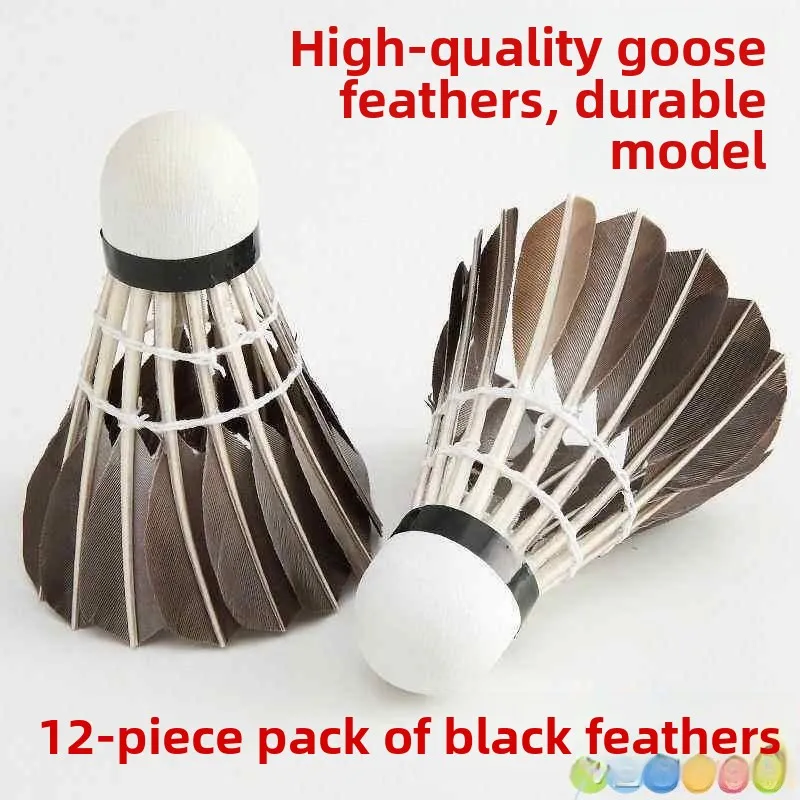 

Воланы для бадминтона для семейного использования, 12 штук в упаковке, прочные, из гусиных перьев, для соревнований в помещении и на улице, ветроустойчивые, для тренировок