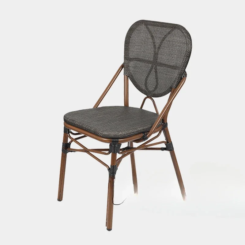 Outdoor chair, imitation wood grain aluminum tube, teslimb chair French outdoor, open-air coffee shop dining chair