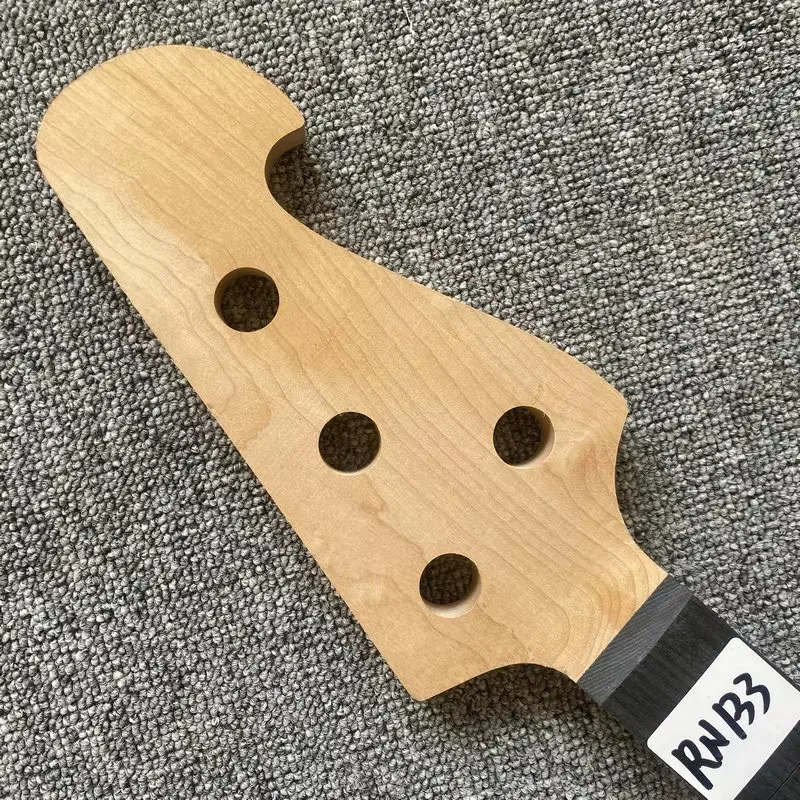 RN133 Custom Headstock 4 String Electric Bass Neck Semi Finished No Frets No Paints for DIY
