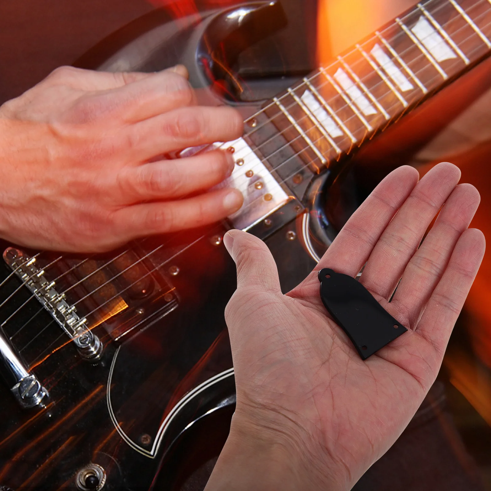 

4Pcs Electric Guitar Truss Rod Cover Plates Bell Shape Black Replacement Guitar Repair Parts Truss Rod Protection