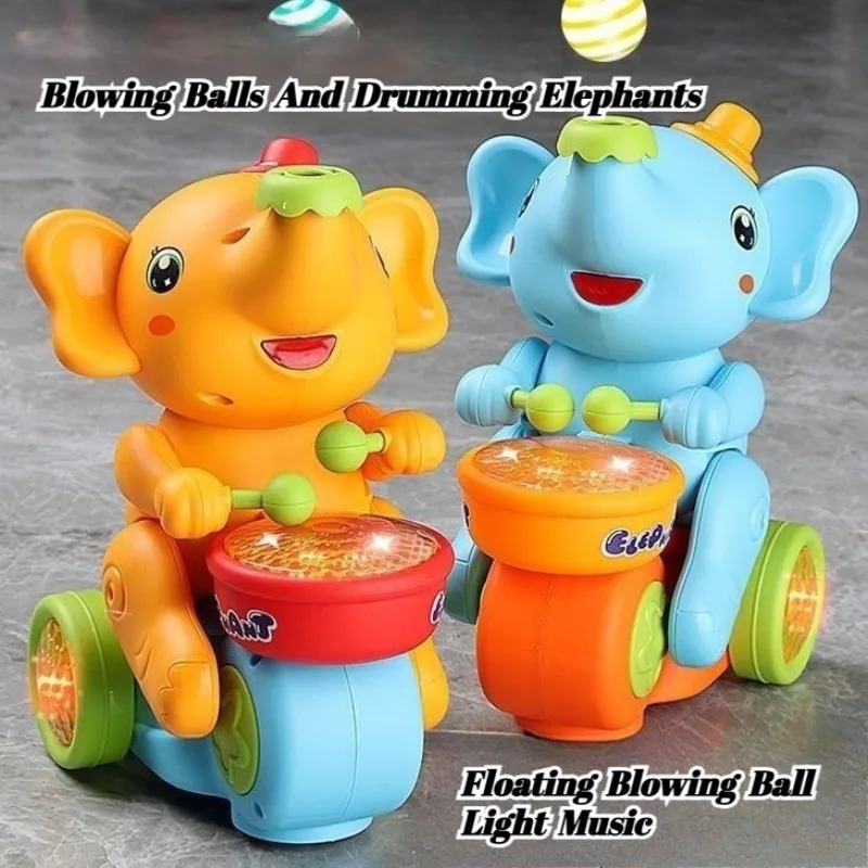 Giocattoli musicali per batteristi con elefante che cammina per bambini con musica leggera a LED Attività sensoriale Apprendimento Palla elettrica educativa