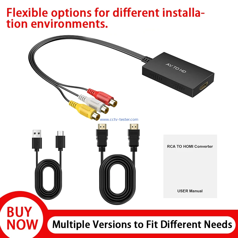 Composite AV to HDMI Converter 1080P USB Powered Video Adapter for TV PC Monitor Easy Setup No Driver Needed Portable