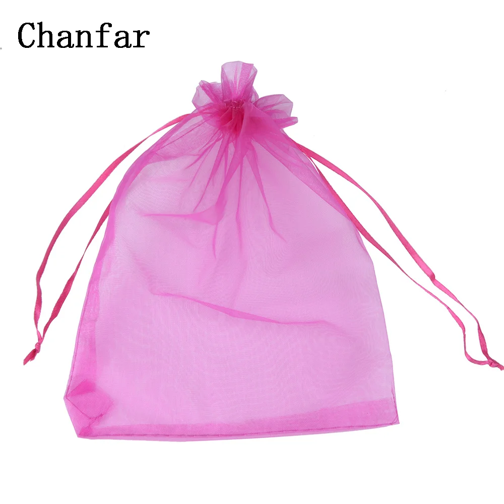 50 pçs/lote 13x18 cm Plain Transparente Organza Mesh Bag Bundle Bolso Drawstring Gift Bag