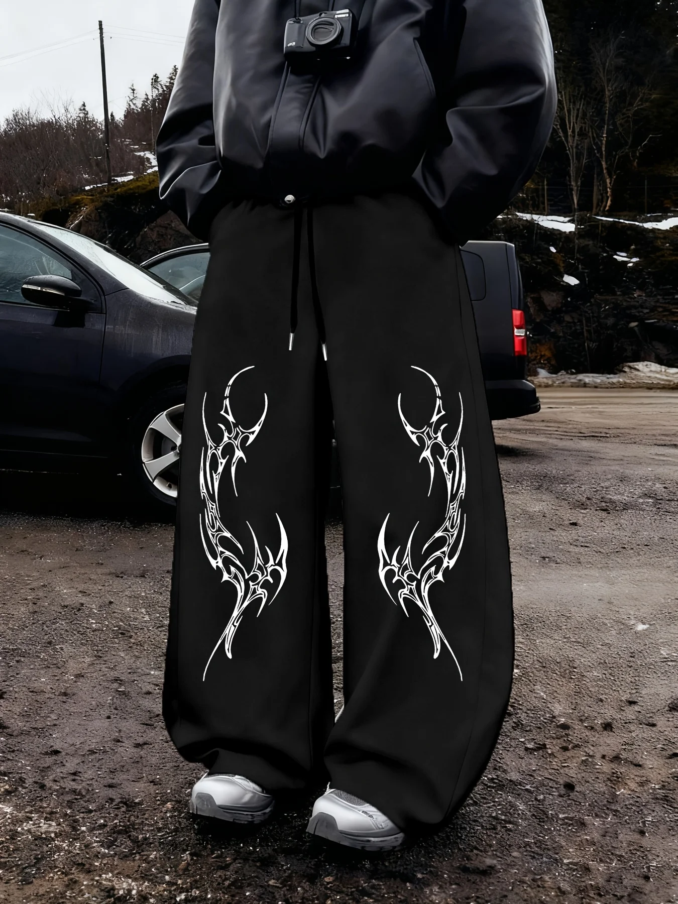 Men's Versatile Solid Color Drawstring Loose Casual Sports Pants, Spring and Autumn Men's Outdoor Home Casual Pants