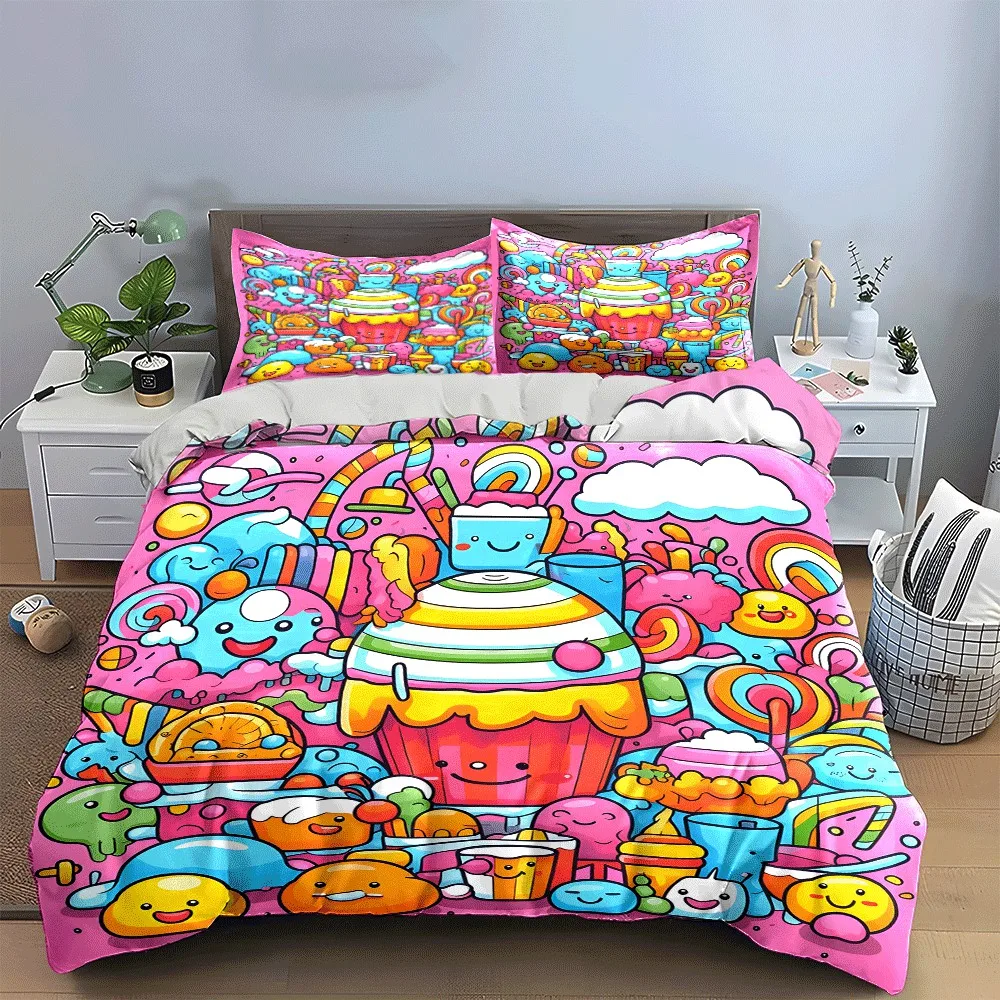 Colorful Dessert Party Set Perfect Exquisite three-piece bedding set gift for kids and adults
