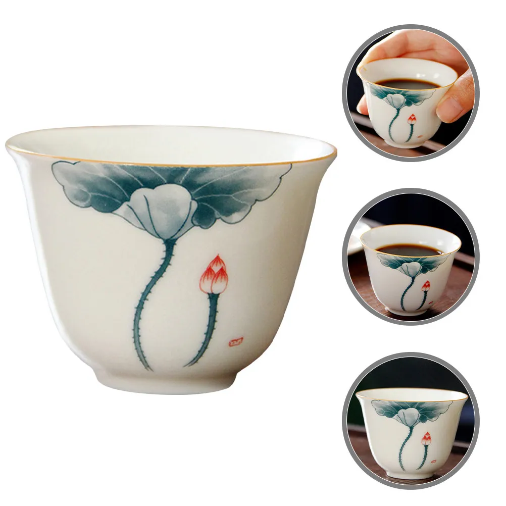 Blue and White Porcelain Ceramic Tea Cup Hand Painting Smooth Surface Easy Clean Tea Tasting Cup for Home Office Relax