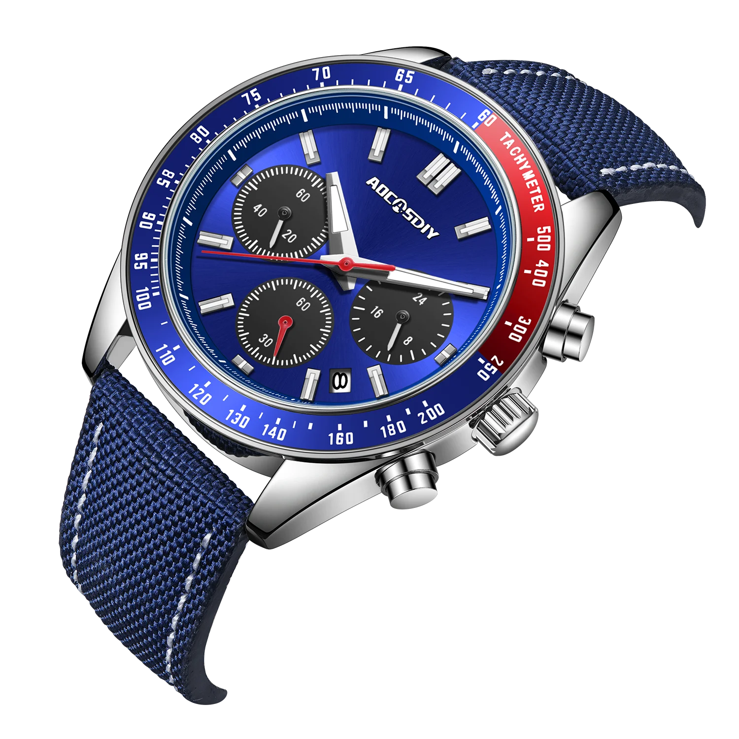 New Fashion Vintage MEN'S Watch Panda Three-Eye Timing Wristwatch Multi-functional Business Calendar Luminous Waterproof Clock