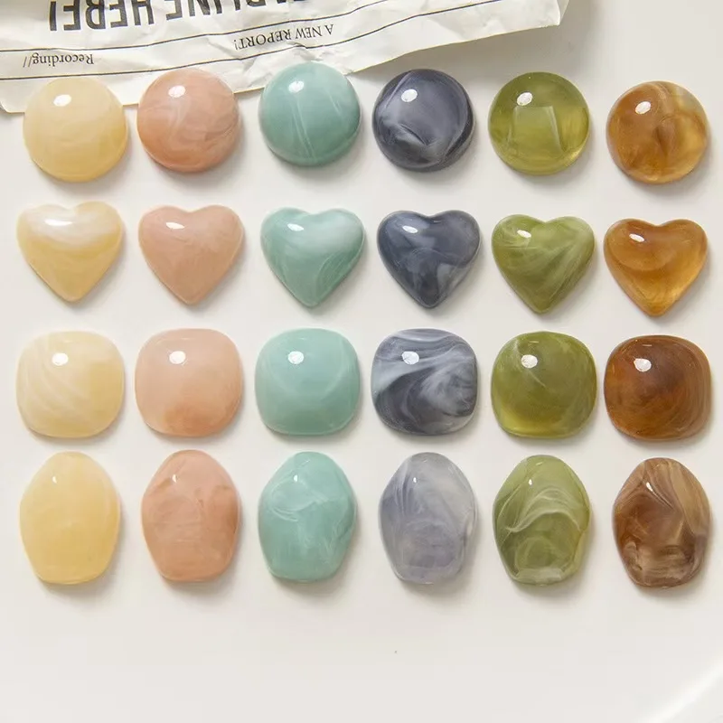 Resin Half-round Heart Square Flatback Embellishments for DIY Jewelry Making Hair Clips Clothing Supplies