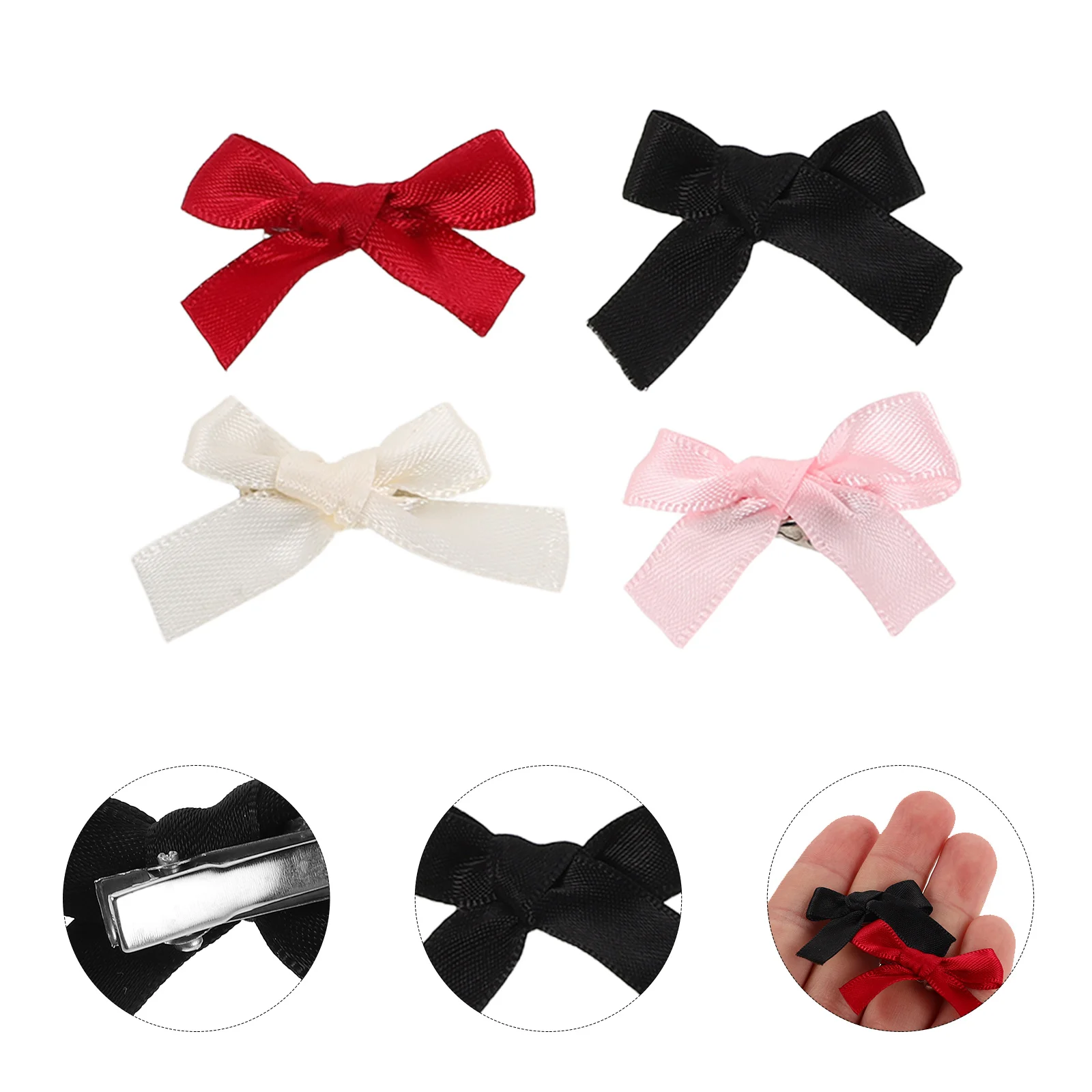 

100Pcs Bowknot Hair Clips Mini Cute Ribbon Bow Barrettes Hair Accessories for Girls Toddlers Teens Braiding Styling Clips