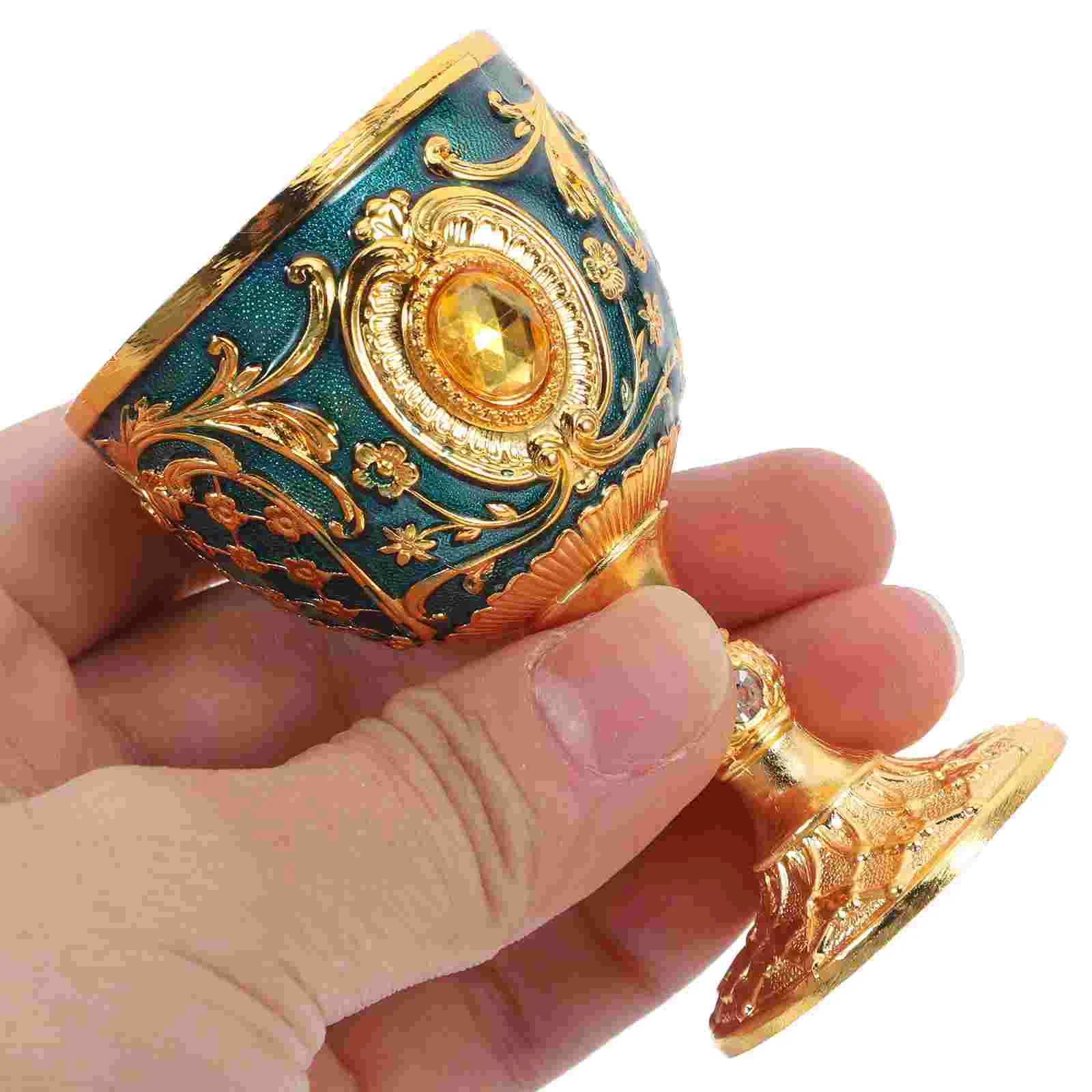 الأوروبي الزجاج الذهب Chalice الرجعية النار الكؤوس بالتواصل الاحتفالية عرض القرون الوسطى حامل المياه المقدسة نظارات كوكتيل #5