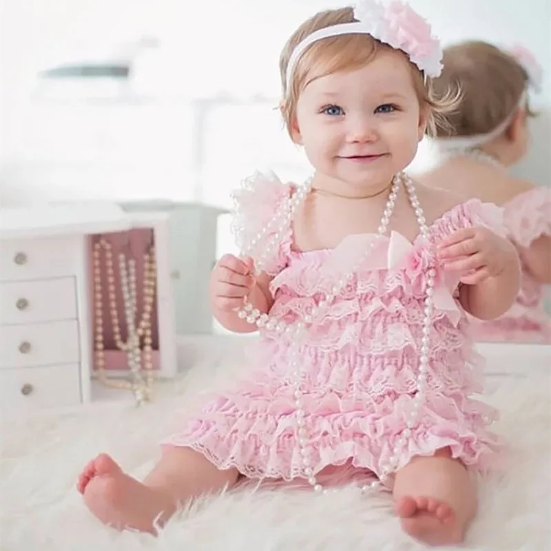 Cute Girls'Clothing Baby Lace Rompers Toddler Infant dumpsuits Ruffle Romper Baby Birthday Party Outfit