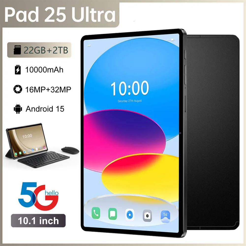 

10,1-дюймовый оригинальный планшетный ПК Pad 25 Pro, 22 ГБ + 2 ТБ, глобальная версия, 5G, двойная SIM-карта, Android 15 планшетов, детский игровой ноутбук