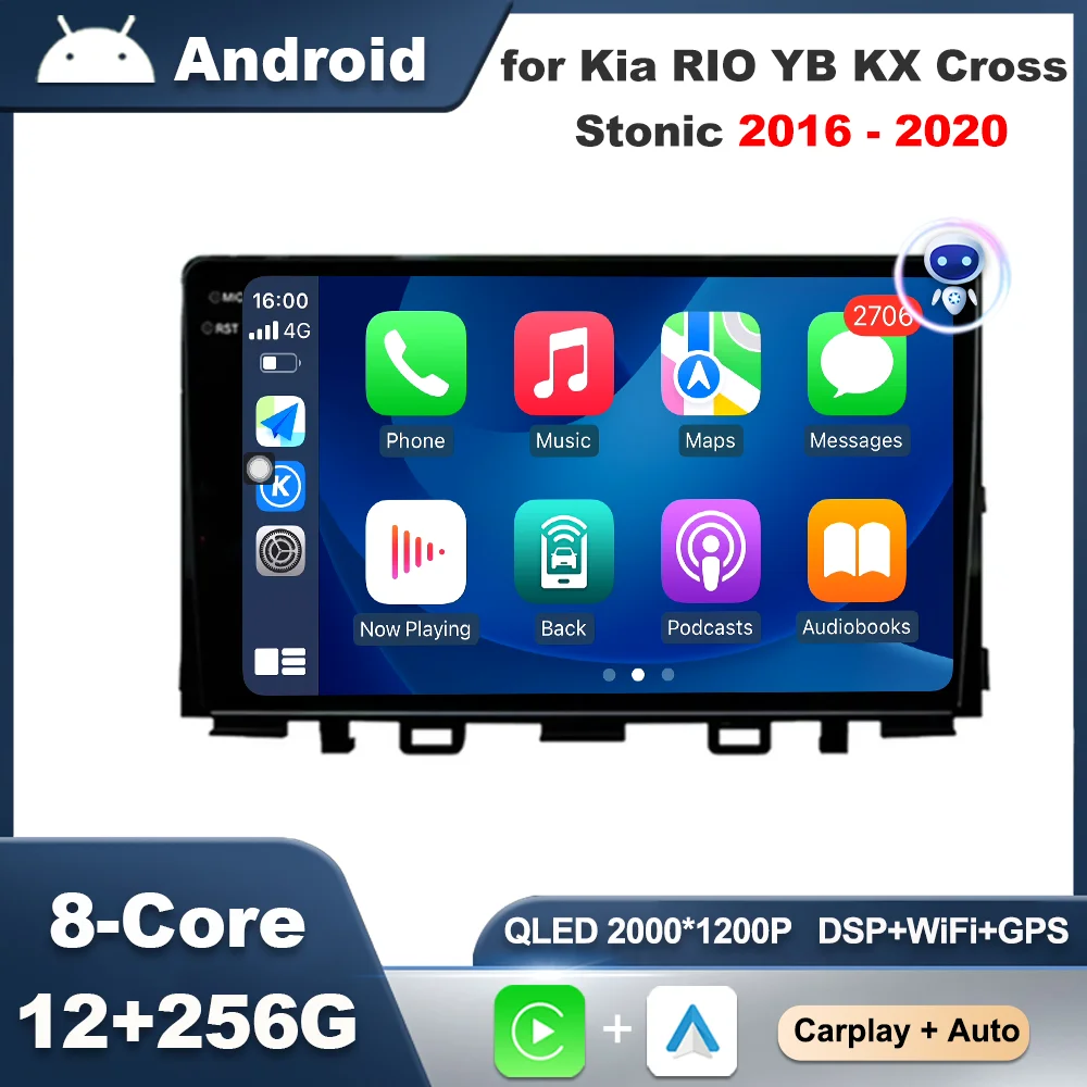 

9 '' for Kia RIO YB KX Cross Stonic 2016 - 2020 Android OS GPS Navi Wireless Carplay Car Radio Video Multimedia Player Head Unit