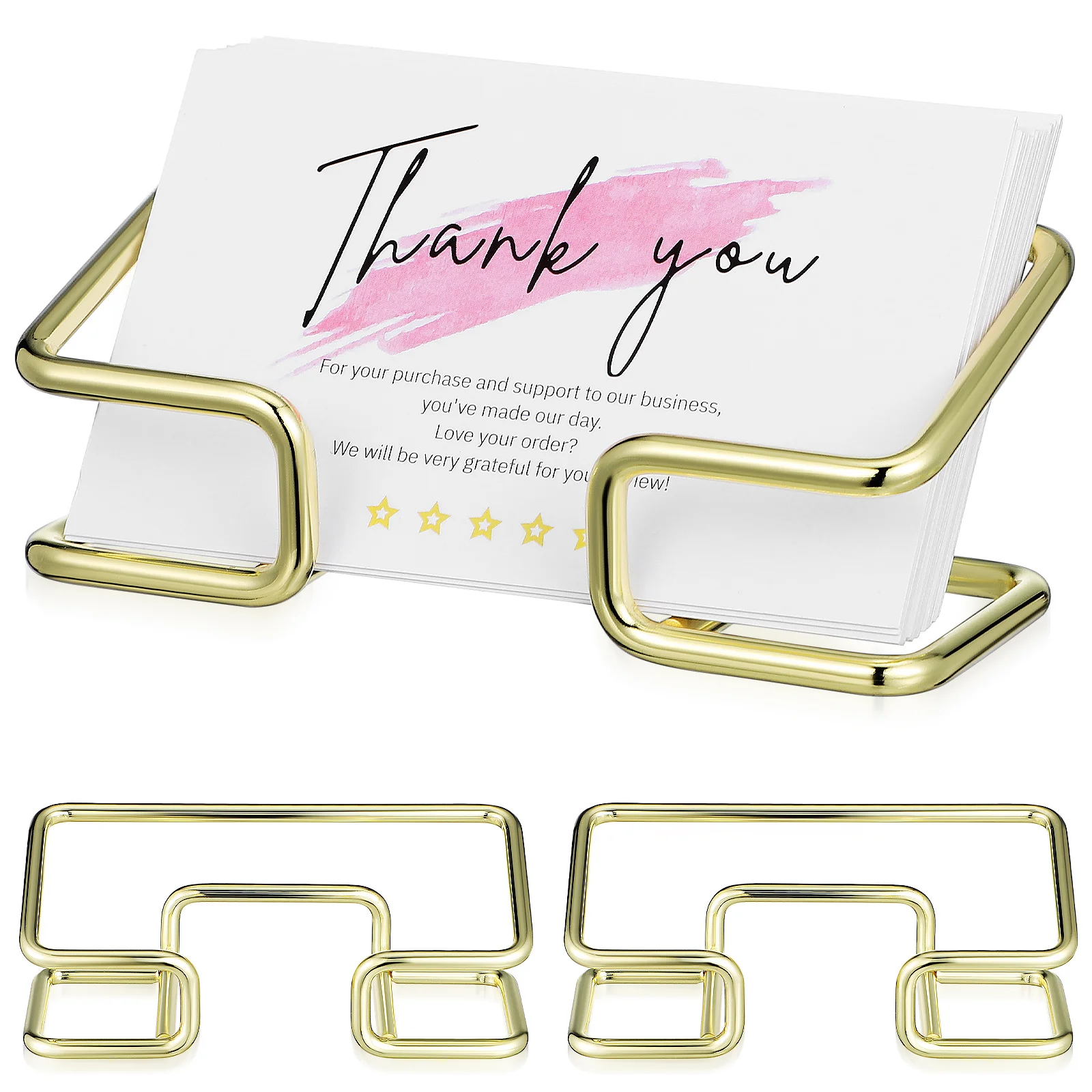 

3 Pcs Numbers Display Stands Linear Business Card Holder Cards Simple Stylish Metal Office