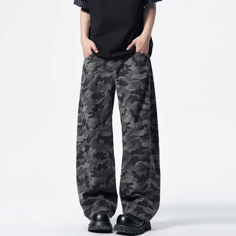 2026 Autumn New American High Street Retro Camouflage Scimitar Casual Pants Men's Loose Silhouette Design Trousers