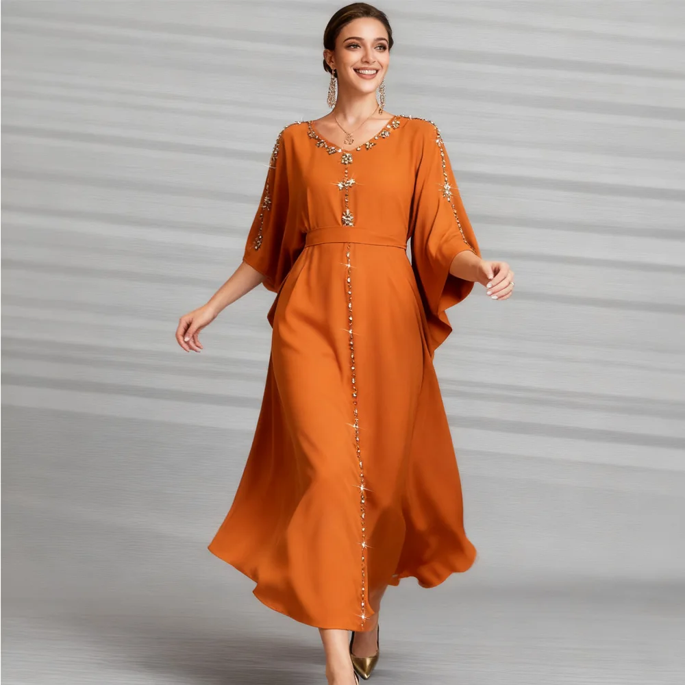 

Роскошные абайи со стразами для женщин: Дубайские абайи, мусульманские праздничные платья, джеллабы на Ид, кафтаны для Рамадана, марокканские кафтаны, турецкие кафтаны, платья-робы