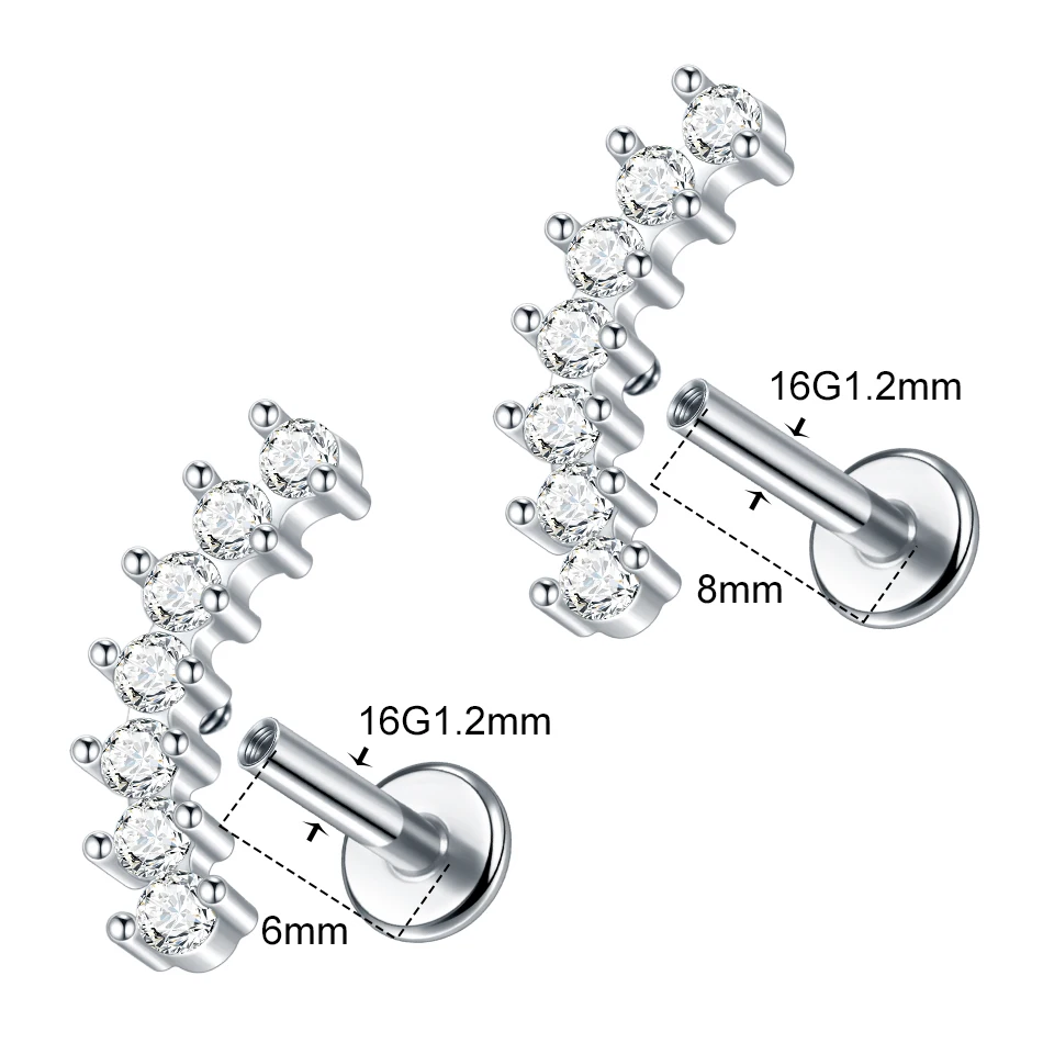 1PC Lip Stud Edelstahl Ohr Piercing Ohrring Nagel Mond Ring Kristall Blume Kreuz Knorpel Tragus Schraube Körper Schmuck neue – Detail 1