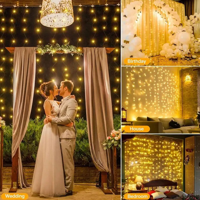 LED Fairy Lights Remote Control String Lights Copper Wire Twinkle Lights Curtain LED String Lights Wedding Christmas home decor