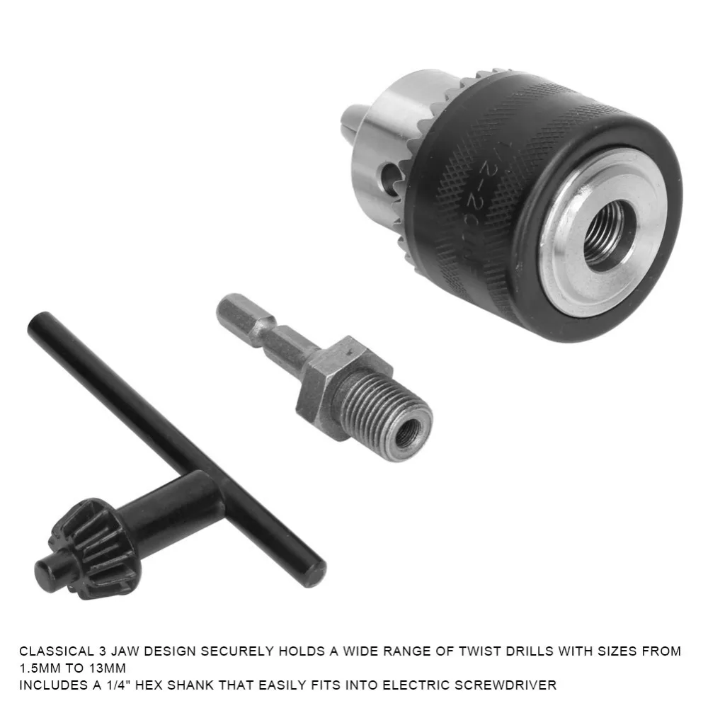 1.5-13mm Capacity Keyed Drill Chuck 1/4
