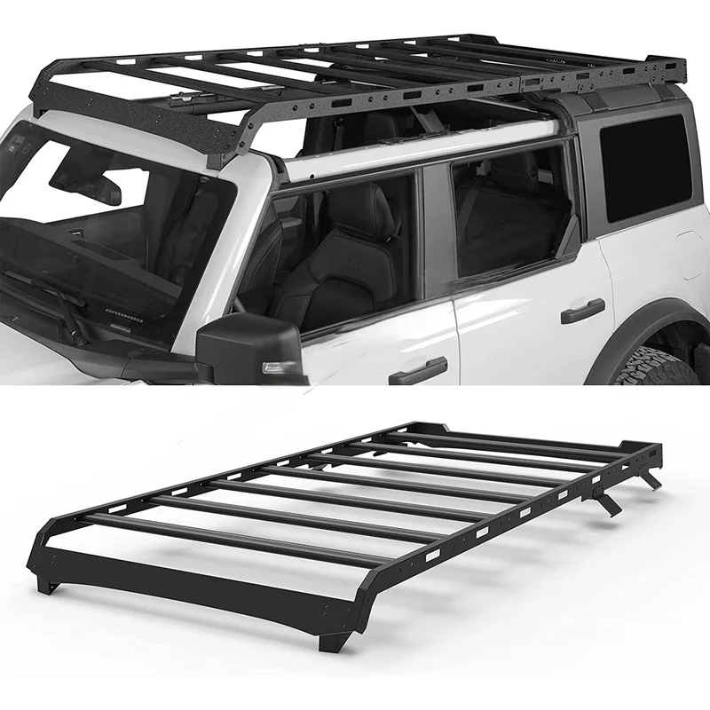 High Quality ULON Full Length Roof Cargo Basket With Cross Bars Fit For Bronco 4 Door Hardtop 2021-2023