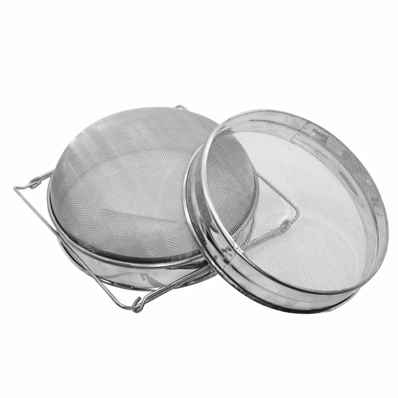 -AT37 Stainless Steel Honey Strainer Double Sieve Honey Fragment Strainer Honey Extraction Equipment For 5 Gallon Bucket Honey