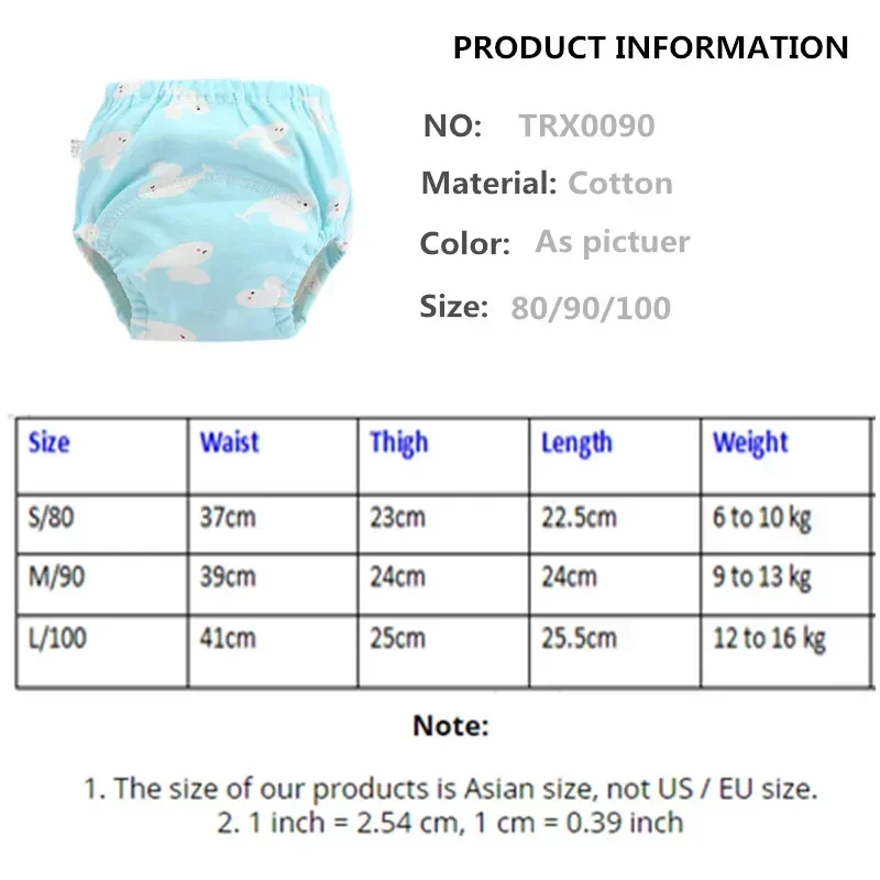 4pc/Lot Cotton Training Pants Panties Waterproof Cloth Diapers Reusable Toolder Nappies Baby Underwear