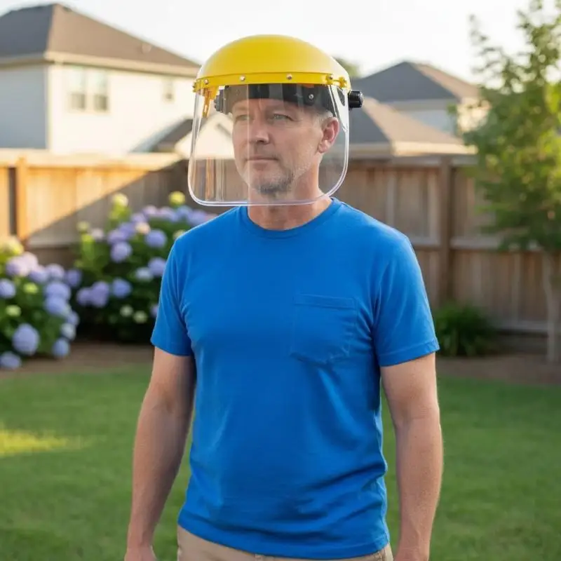 Complete Safety with Mesh Face Helmet for Garden Grass Trimmer and Weed Wacker Use