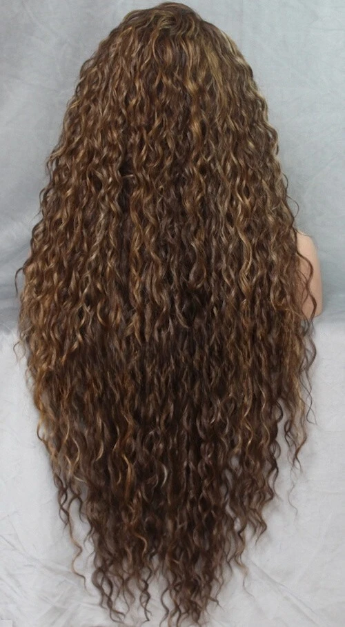 Haarmischung, volle Lace-Front-Perücke, gewellt, braun, Hitze, OK WBSM 8-27-613