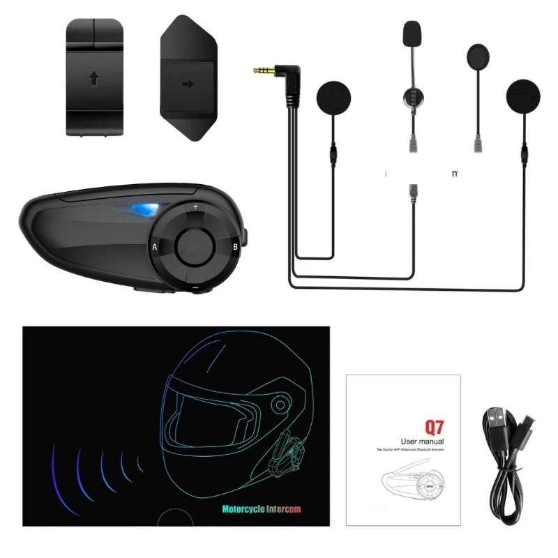 

Motorcycle Helmet Headset Bluetooth-compatible 5.1 Intercom 7 Riders 800M