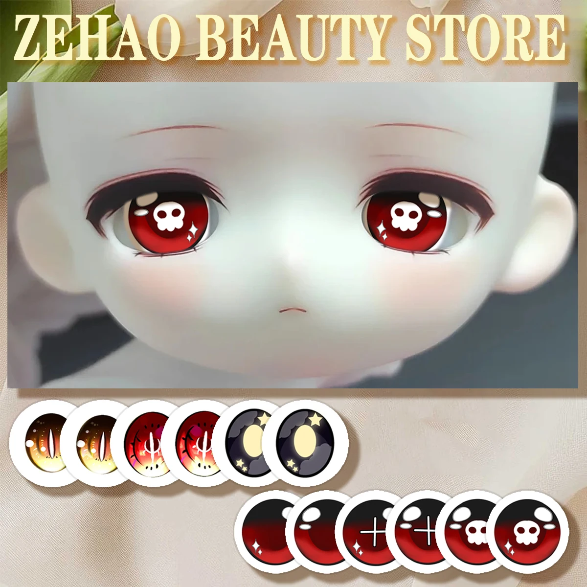 Red Series Eye Glass Blyth BJD Doll Round Glass Eye Chips Cabochon 10MM-40MM Handmade Drop Glue Eye Pupil Girl Toy DIY JD020