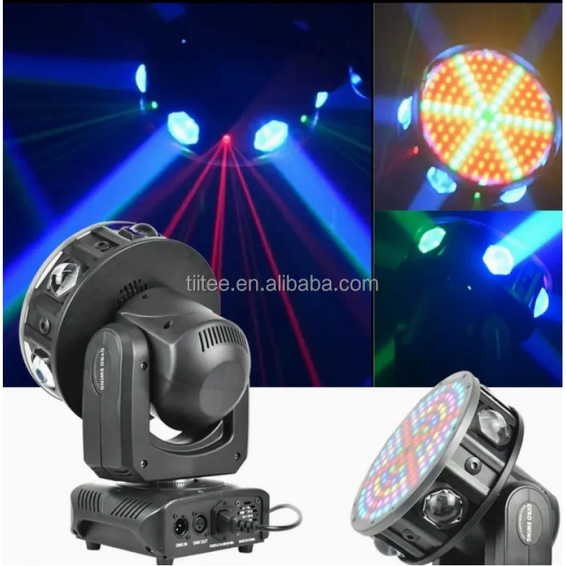 

TIITEE LED Gyro Moving Head Light 150W 3-Axis Rotating RGBW DMX512 Control IP33 CRI90 Stage DJ Lights Strobe Beam Wash
