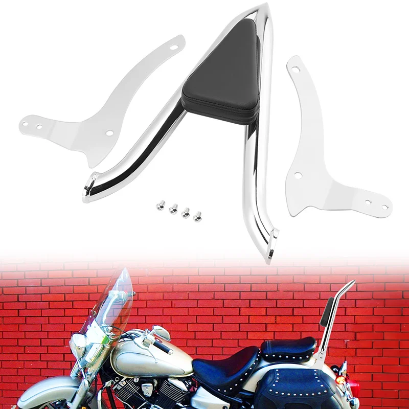 For Yamaha DragStar DS1100 V-Star XVS1100 Custom 1999-2018 Motorcycle Detachable Rear Backrest Pad Passenger Sissy Bar Bracket