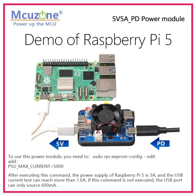 5 В, 5 А, мощность PD, Φ и Φ модуль питания с двумя портами для Raspberry Pi5, поддержка Φ PD (12 В) или вход DC5.5