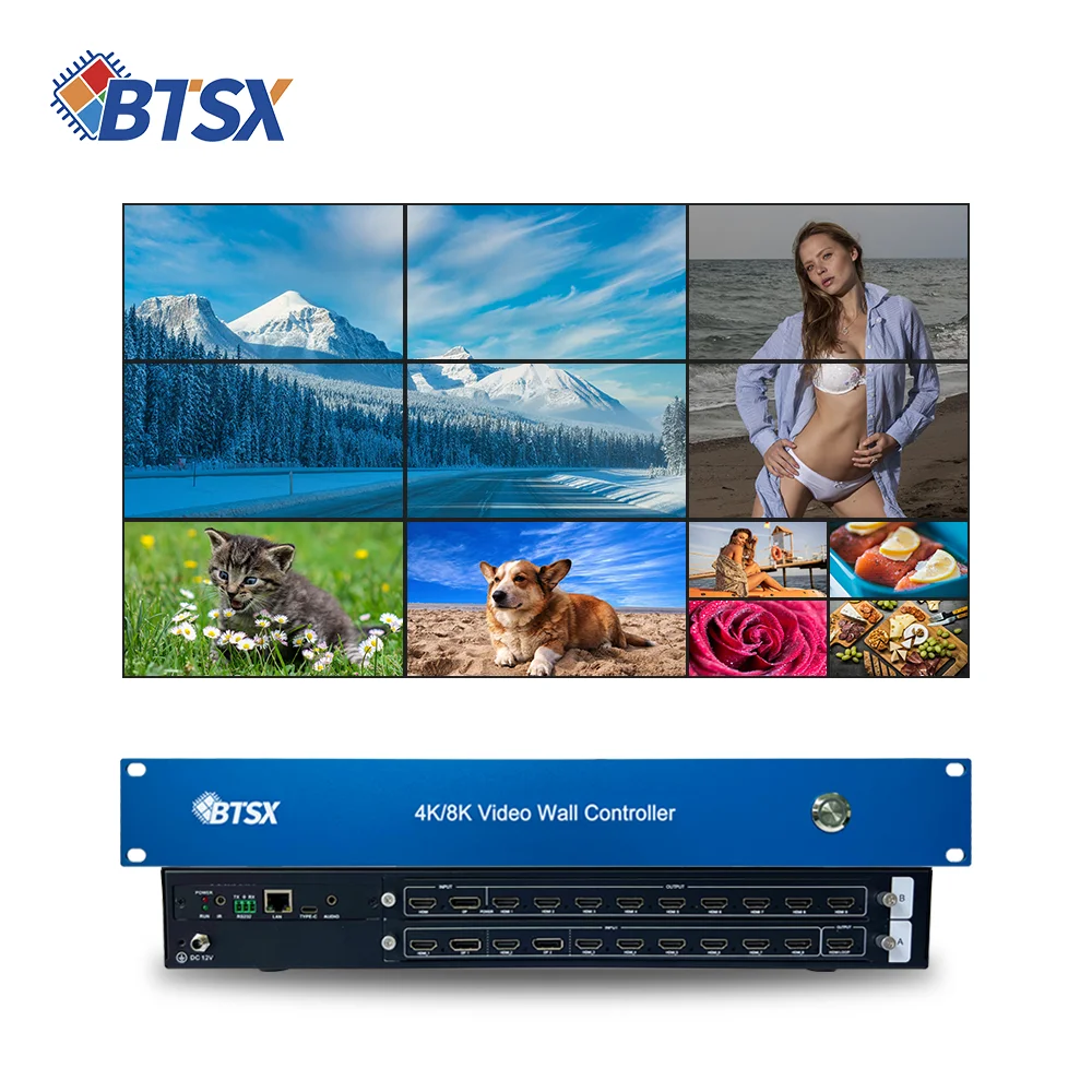 8 X in 9 X Out HDMI2.1 4K60Hz Seamless Video Wall Controller & Matrix Switcher