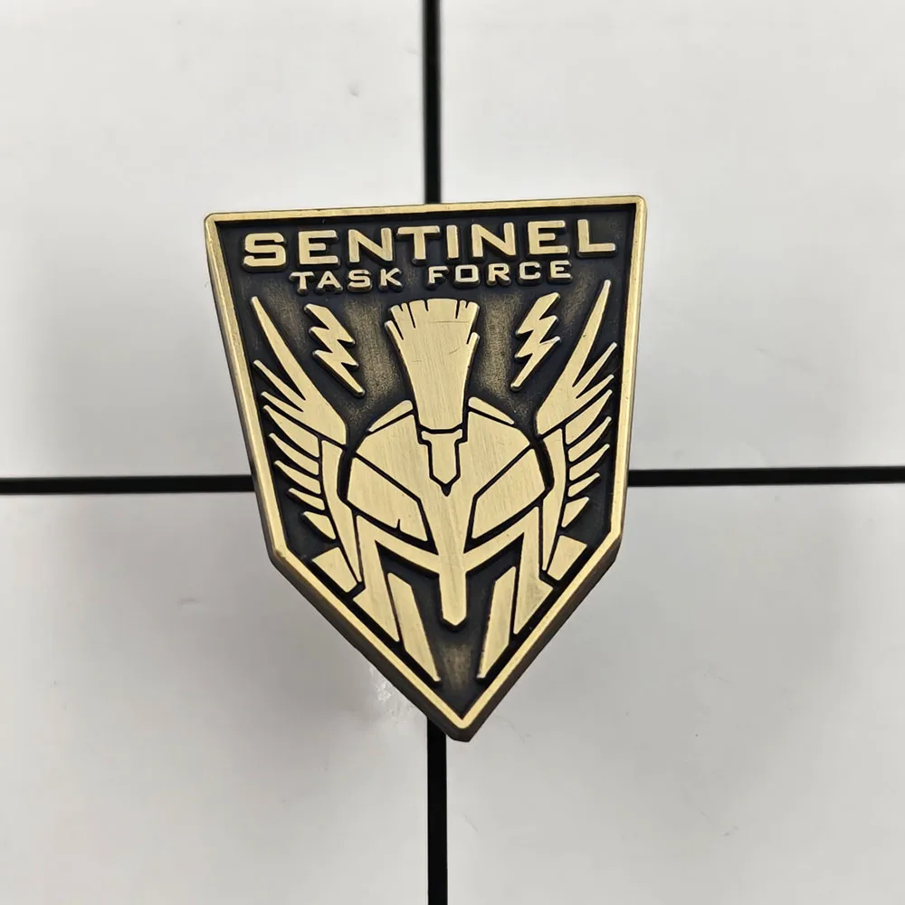 Classic Game Shield Shaped Pointed Metal Badge Sentinel Task Force Enamel Pins Tactical Shooting Game Peripheral Brooch Gift