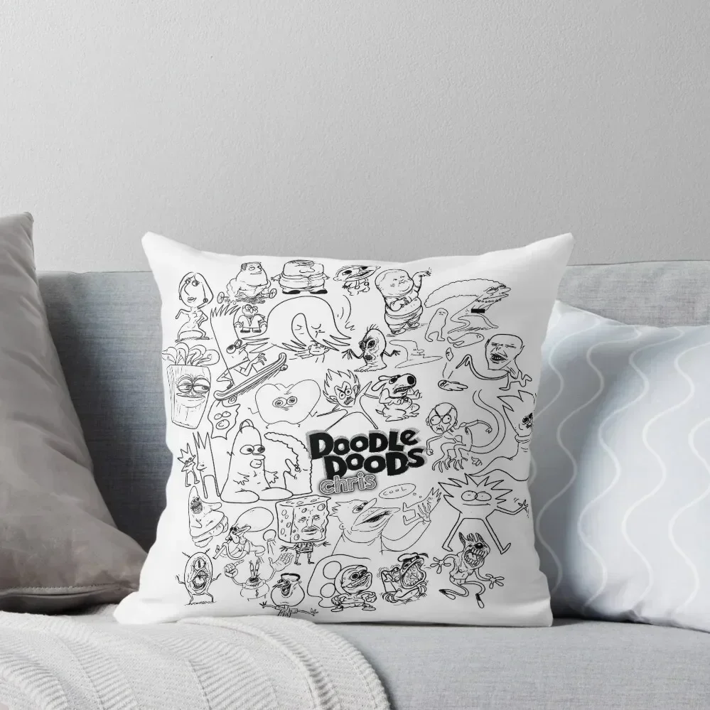 Doodle Doods - Chris Collage Throw Pillow pillows decor home Cushion Covers For Living Room pillow