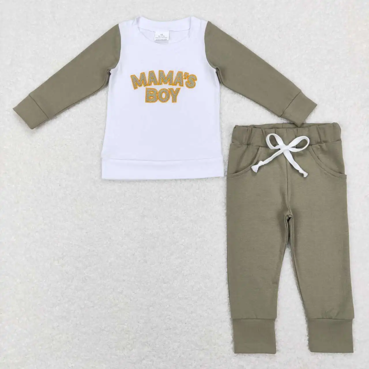 

BLP0435 Children Boys Clothes Embroidery Letter Print Long Sleeve Top With Pants Set Baby Kids Outfits