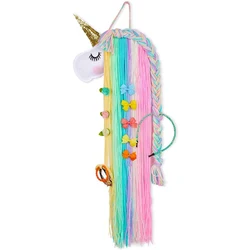 Unicorn Hair Clips Organizer Wall Hanging Hair Bow Holder Cute Baby Headband Storage Hanger for Girls Room Home Decoration