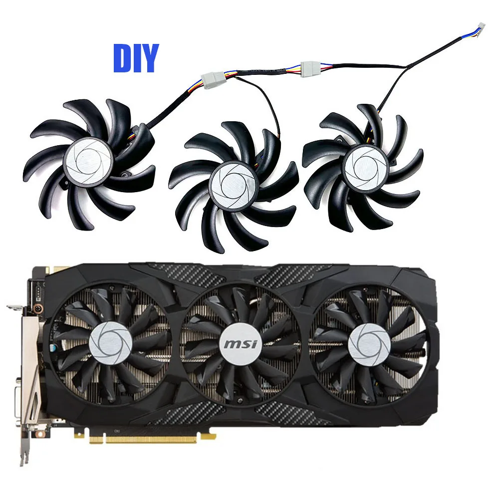 

NEW MSI 85MM 4PIN 1LOT PLD09210S12HH GTX 1080 GPU Fan For MSI GTX 1080TI 1080 1070TI 1070 1060 980 DUKE Video card cooling fan